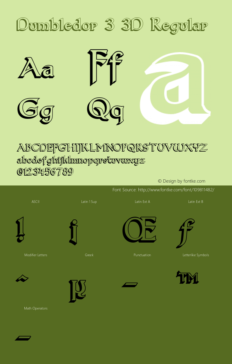 Dumbledor 3 3D 1.01 Font Sample