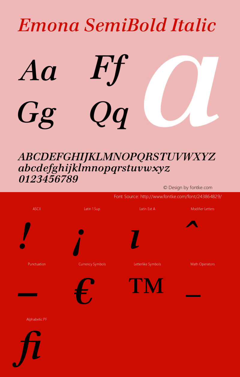 Emona SemiBold Italic Version 1.00图片样张