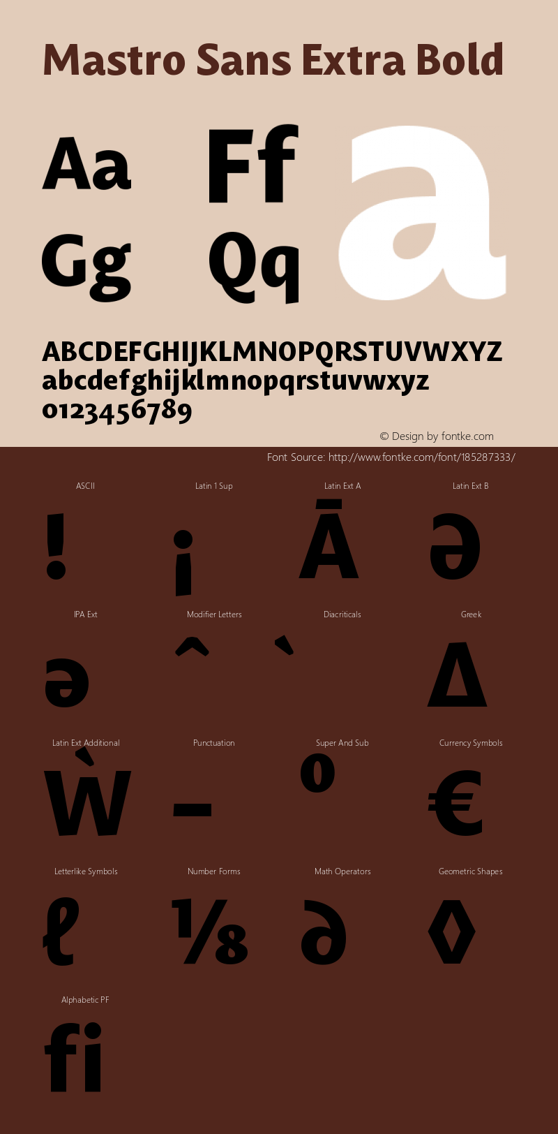 Mastro Sans Extra Bold Version 1.000;PS 001.000;hotconv 1.0.88;makeotf.lib2.5.64775图片样张