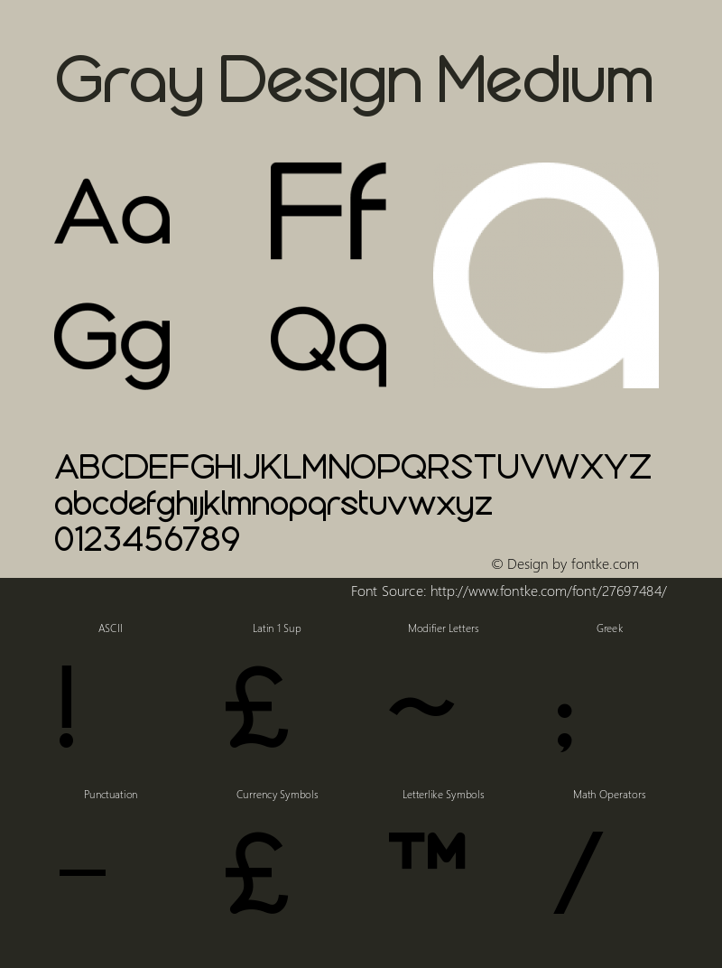Gray Design Medium Version 1.00 December 23, 2014, initial release Font Sample