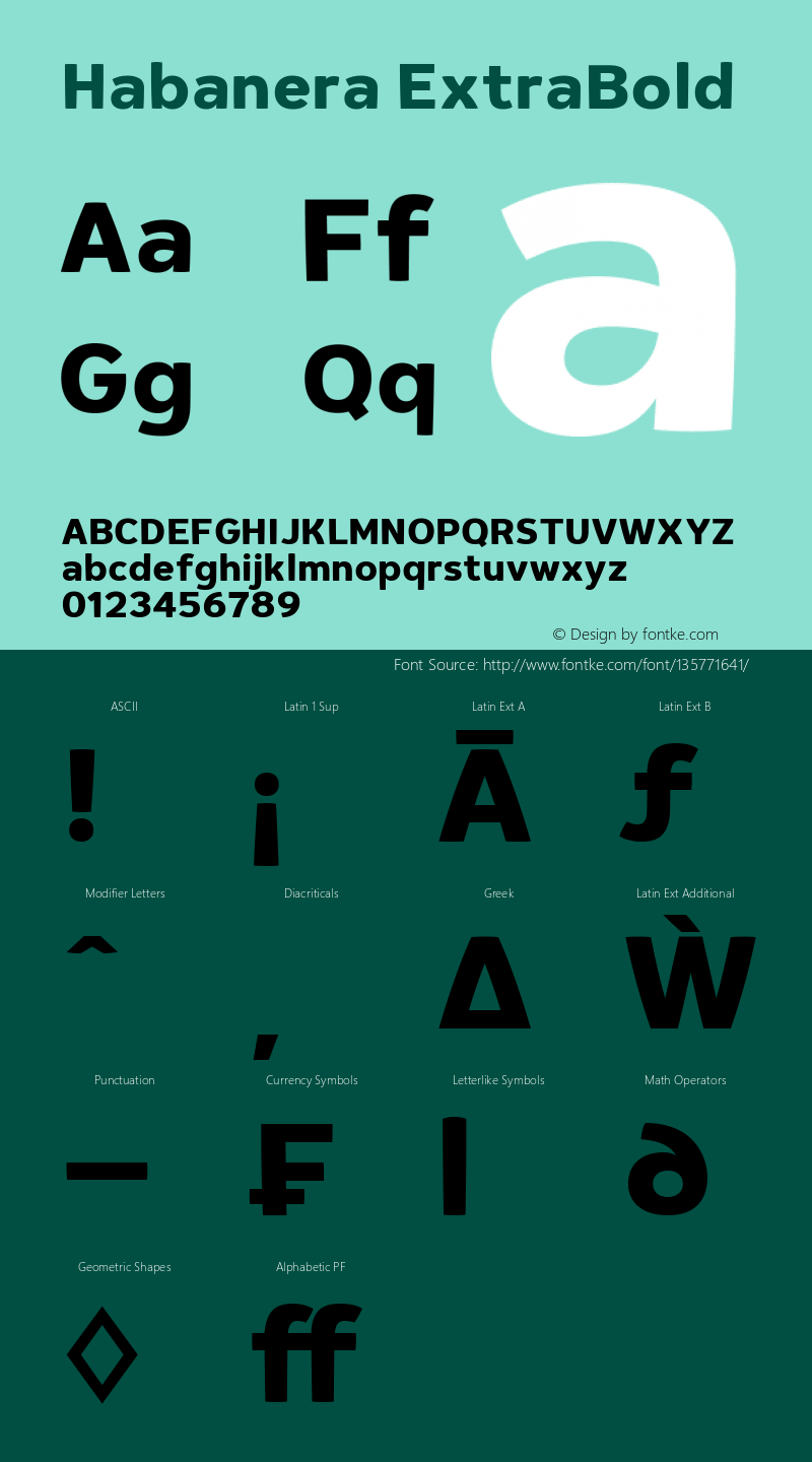 Habanera ExtraBold 1.0 Font Sample