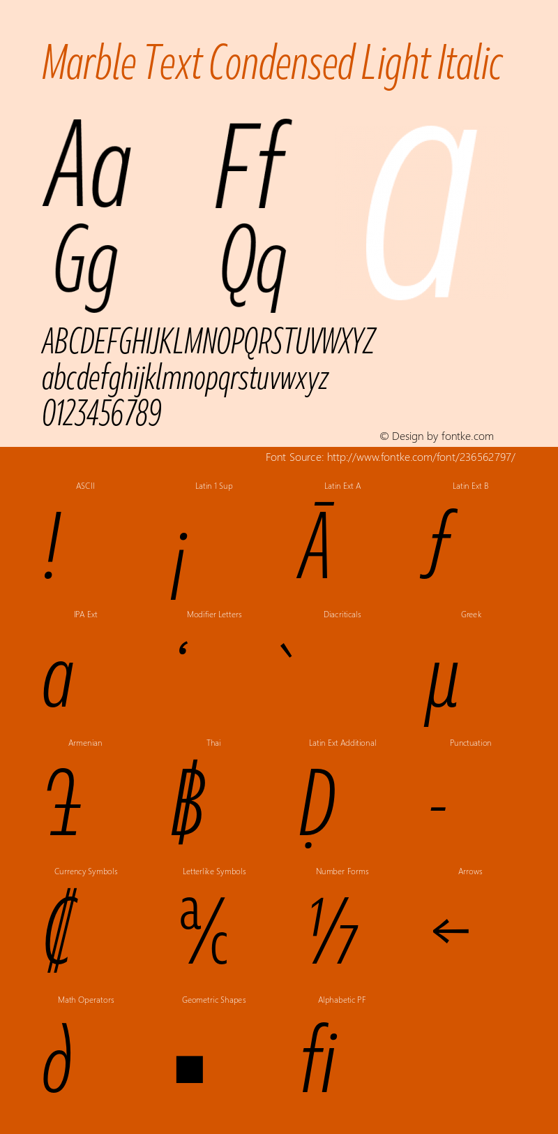 Marble Text Condensed Light Italic Version 1.001图片样张