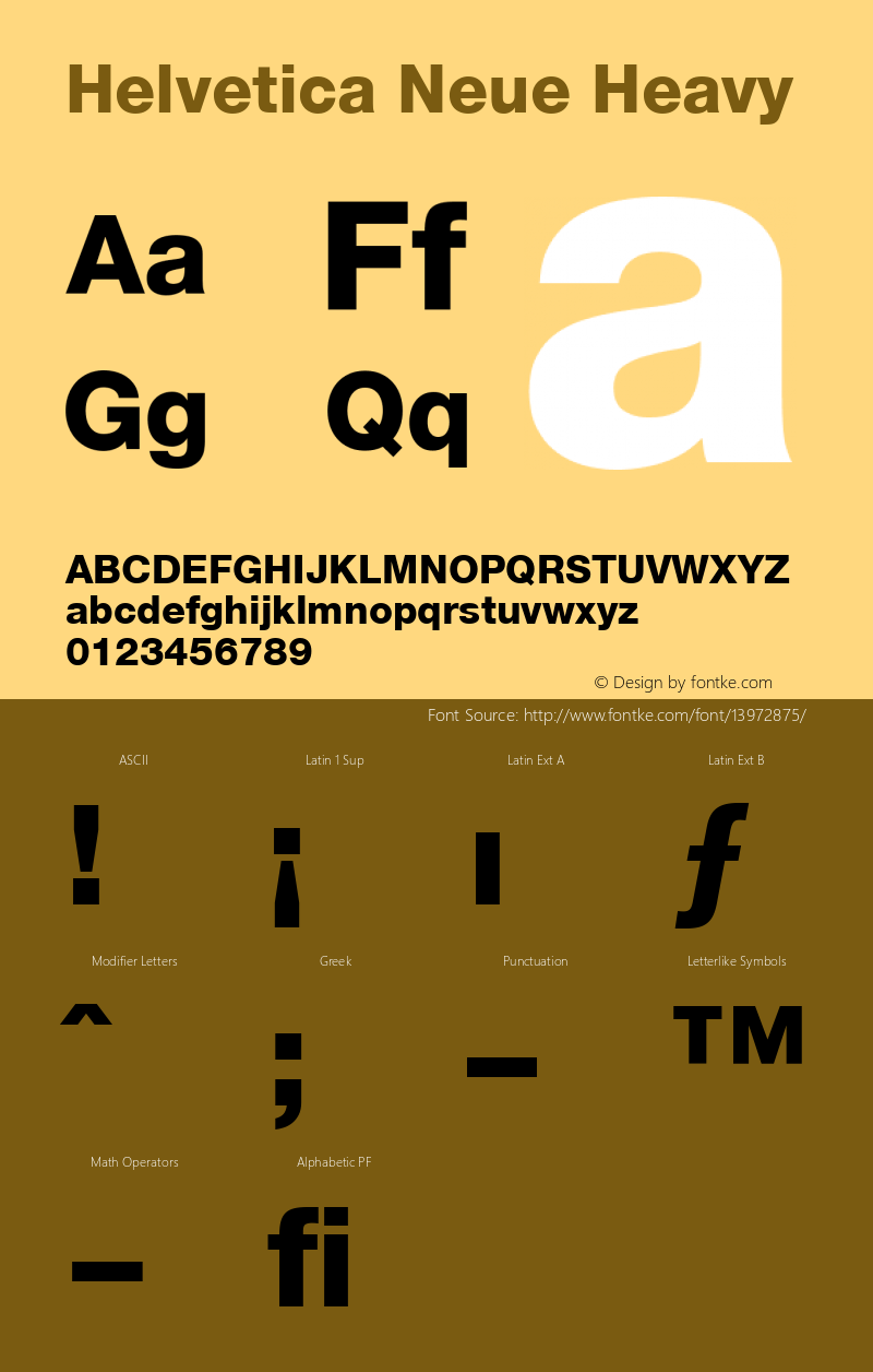 Helvetica Neue Heavy Version 001.002 Font Sample
