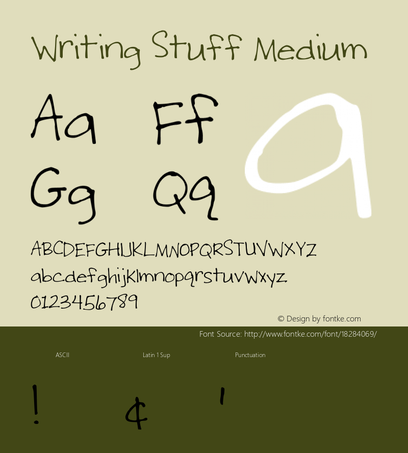 Writing Stuff Medium Version 001.000 Font Sample