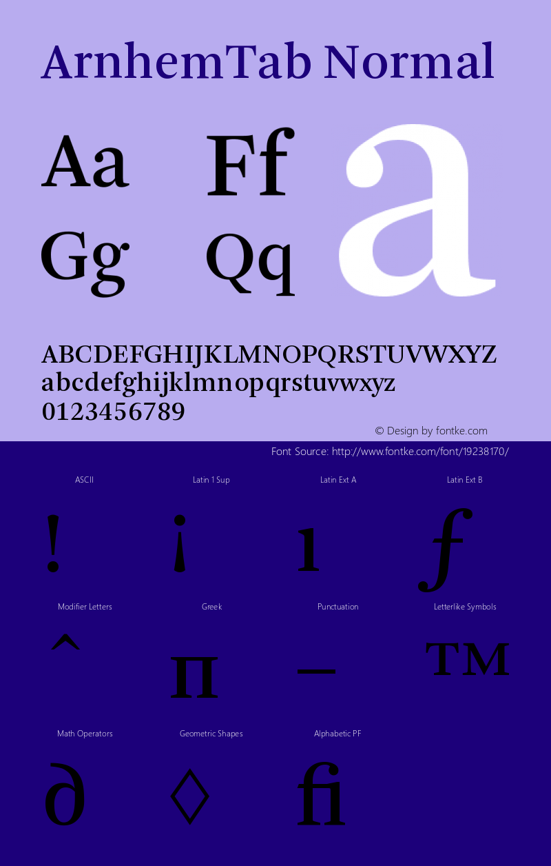 ArnhemTab-Normal Version 001.000 Font Sample