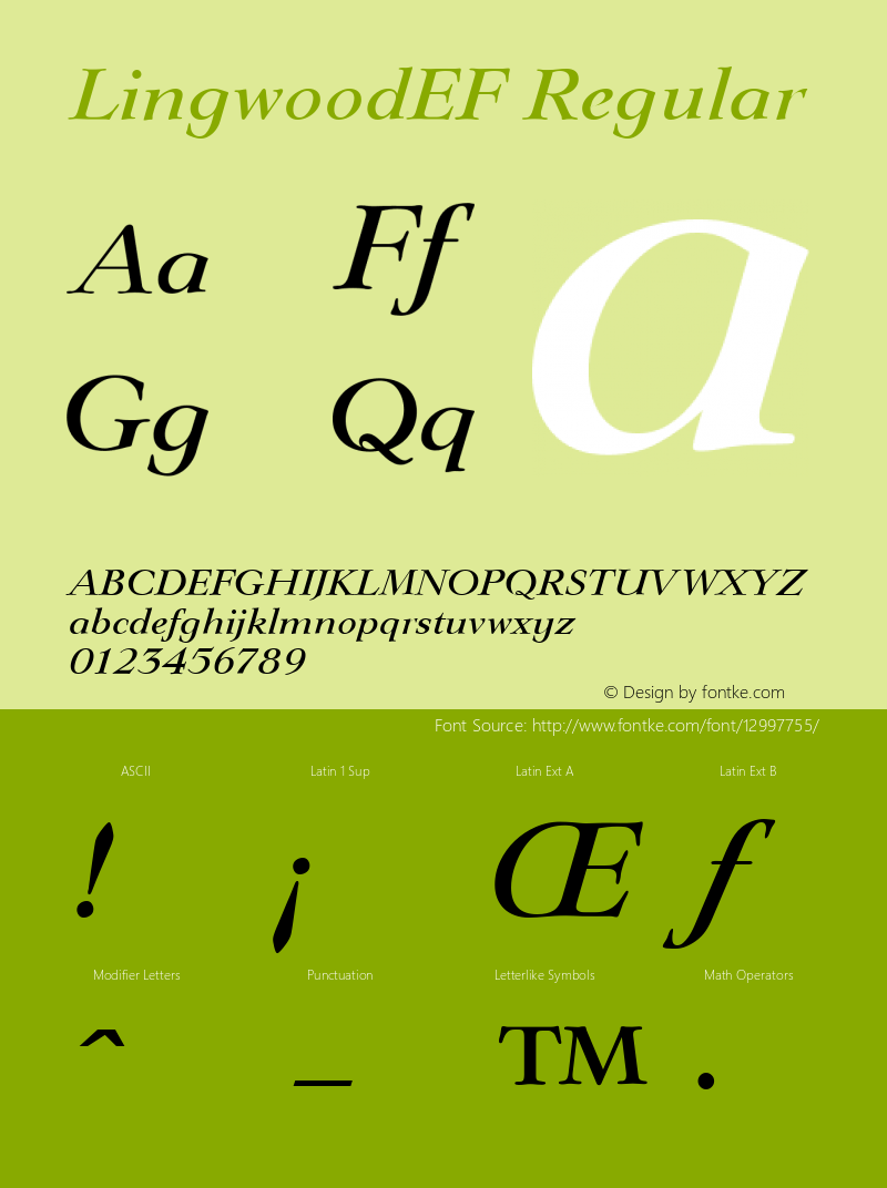 LingwoodEF Regular 001.000 Font Sample