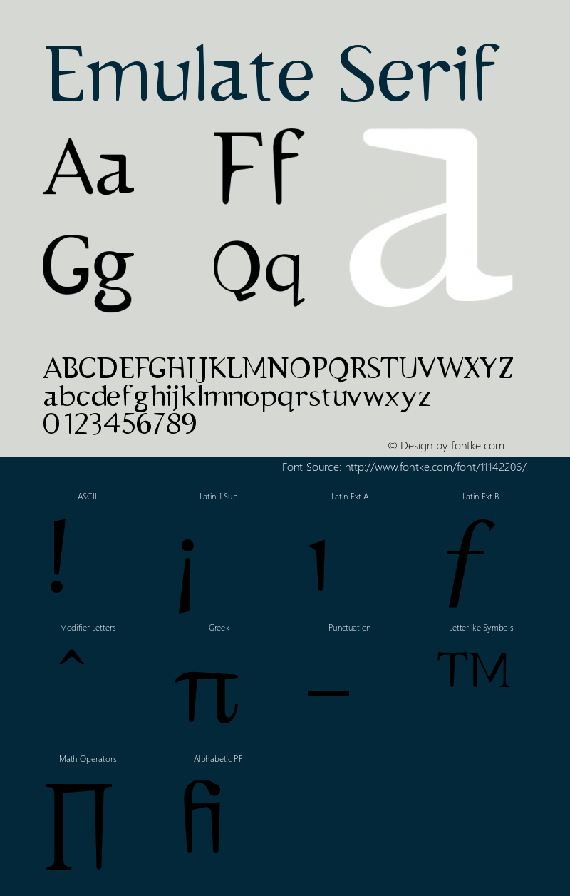 Emulate Serif Version 001.000 Font Sample