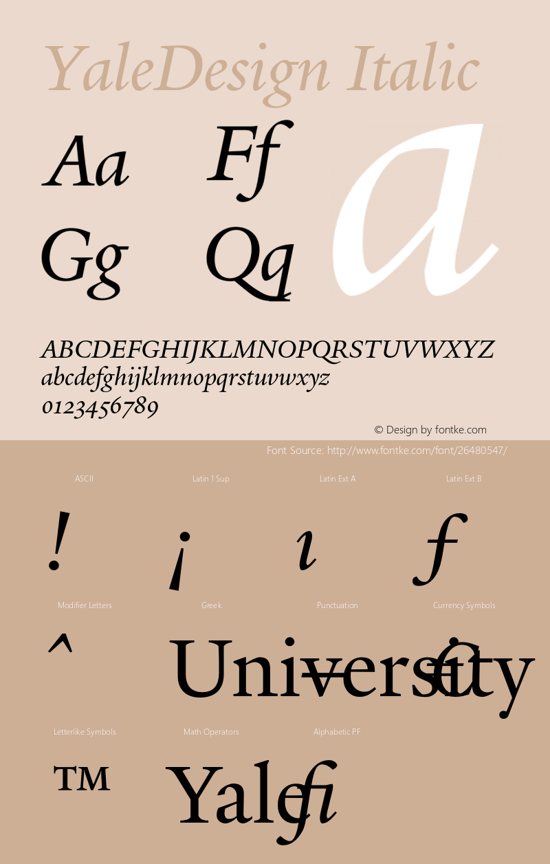 YaleDesign-Italic 001.000 Font Sample