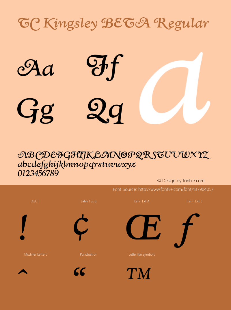 TC Kingsley BETA Regular Version 001.001 Font Sample