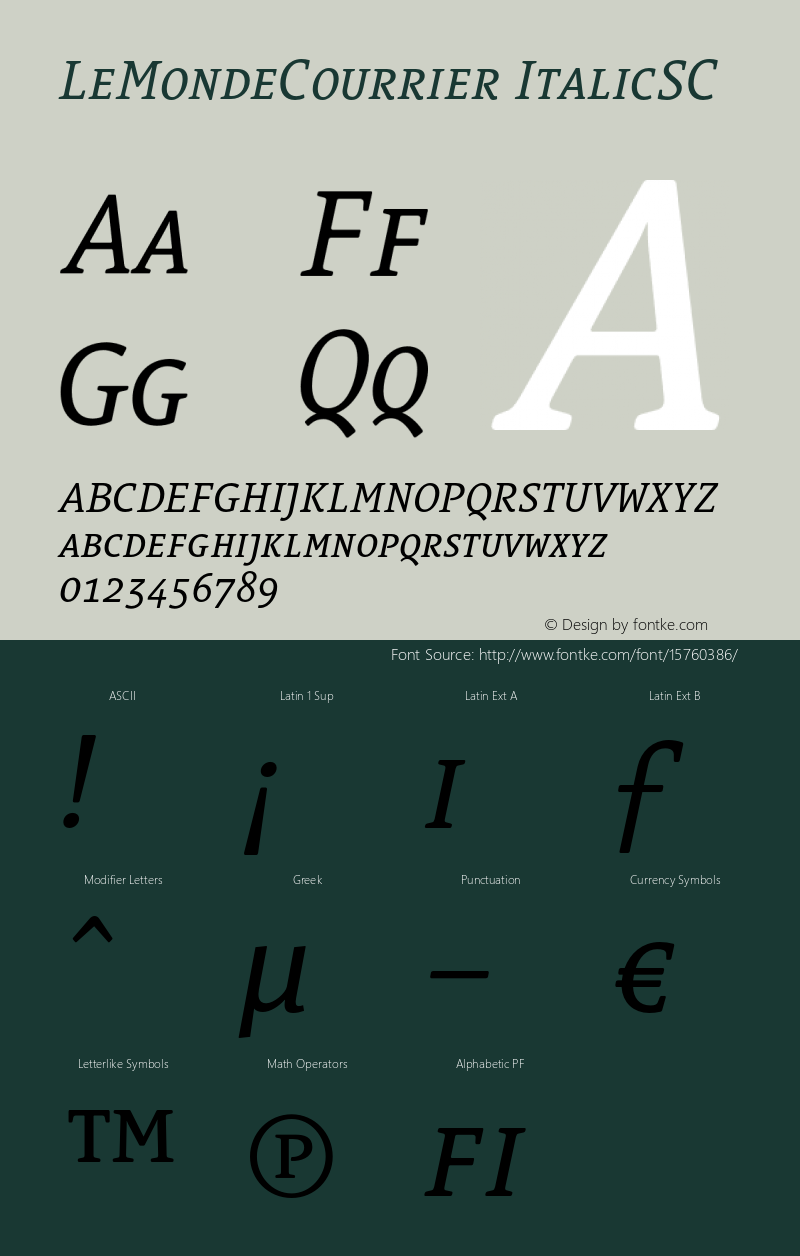 LeMondeCourrier ItalicSC Version 001.006 Font Sample