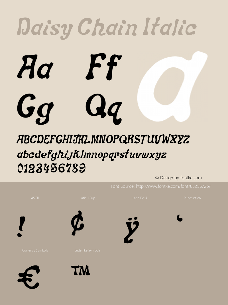 Daisy Chain Italic Version 1.123;Fontself Maker 3.5.1 Font Sample