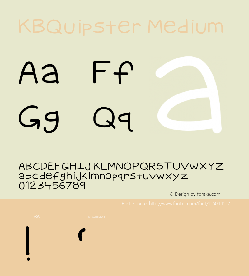 KBQuipster Medium Version 001.000 Font Sample