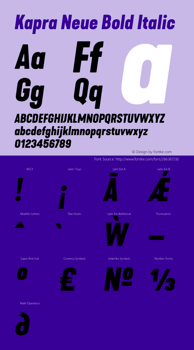 Kapra Neue Bold Italic Version 1.000;PS 001.000;hotconv 1.0.88;makeotf.lib2.5.64775 Font Sample