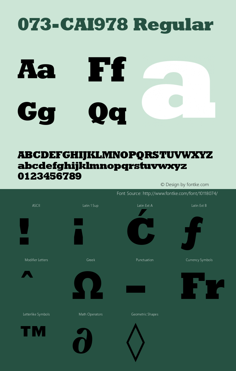 073-CAI978 Regular Version 1.00 January 3, 1999, initial release Font Sample