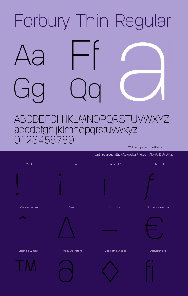 Forbury Thin Regular Version 1.000 Font Sample