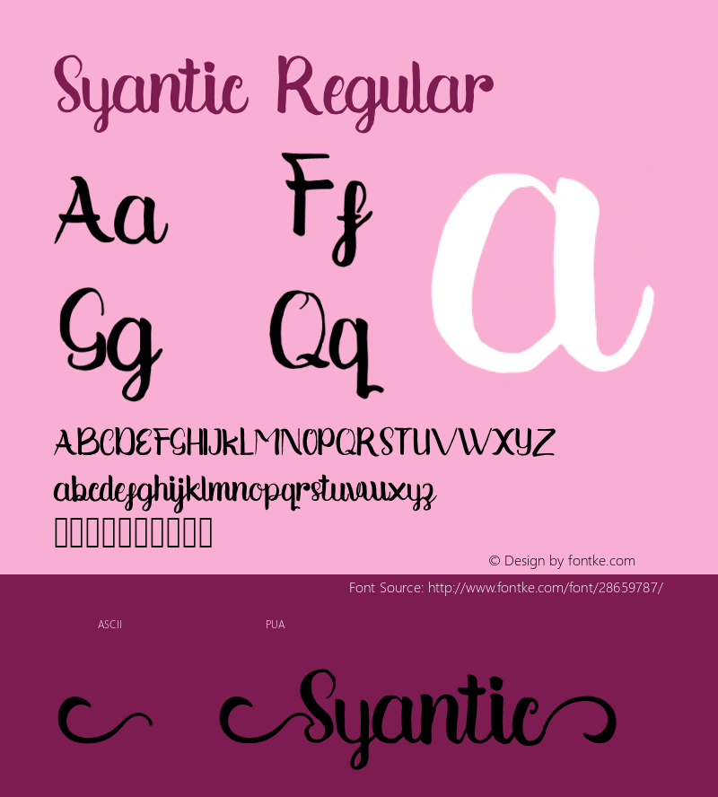 Syantic Version 001.000 Font Sample