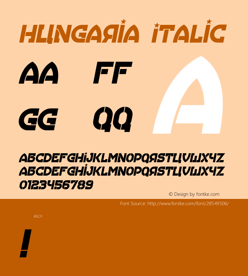 Hungaria Italic Version 1.000 Font Sample