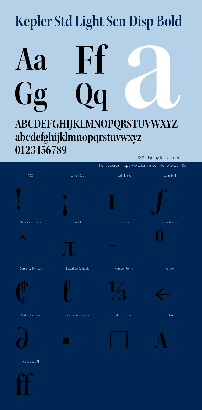 Kepler Std Light Scn Disp Bold Version 1.009;PS 001.000;Core 1.0.38;makeotf.lib1.6.5960 Font Sample