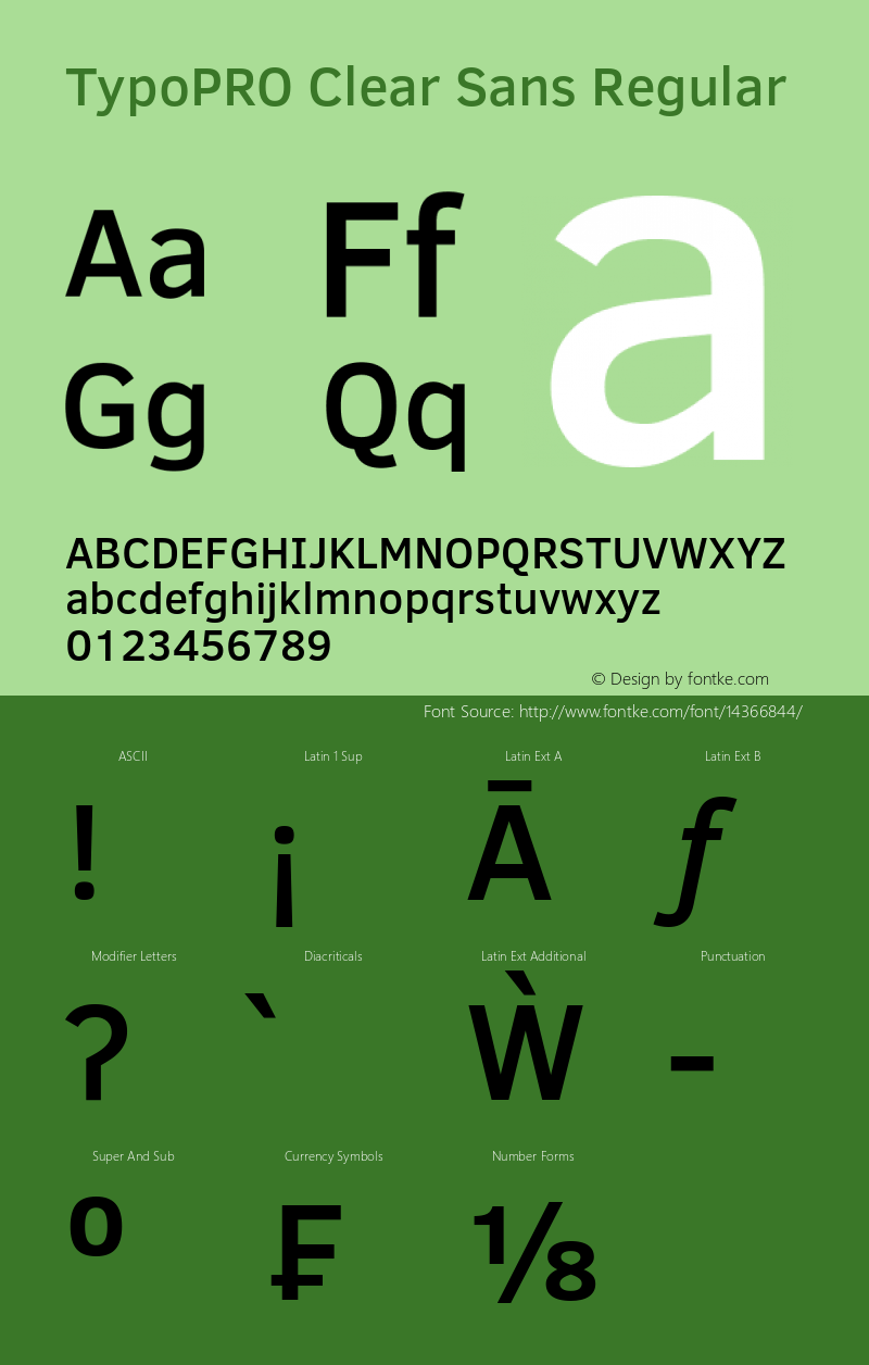 TypoPRO Clear Sans Regular Version 1.00 Font Sample