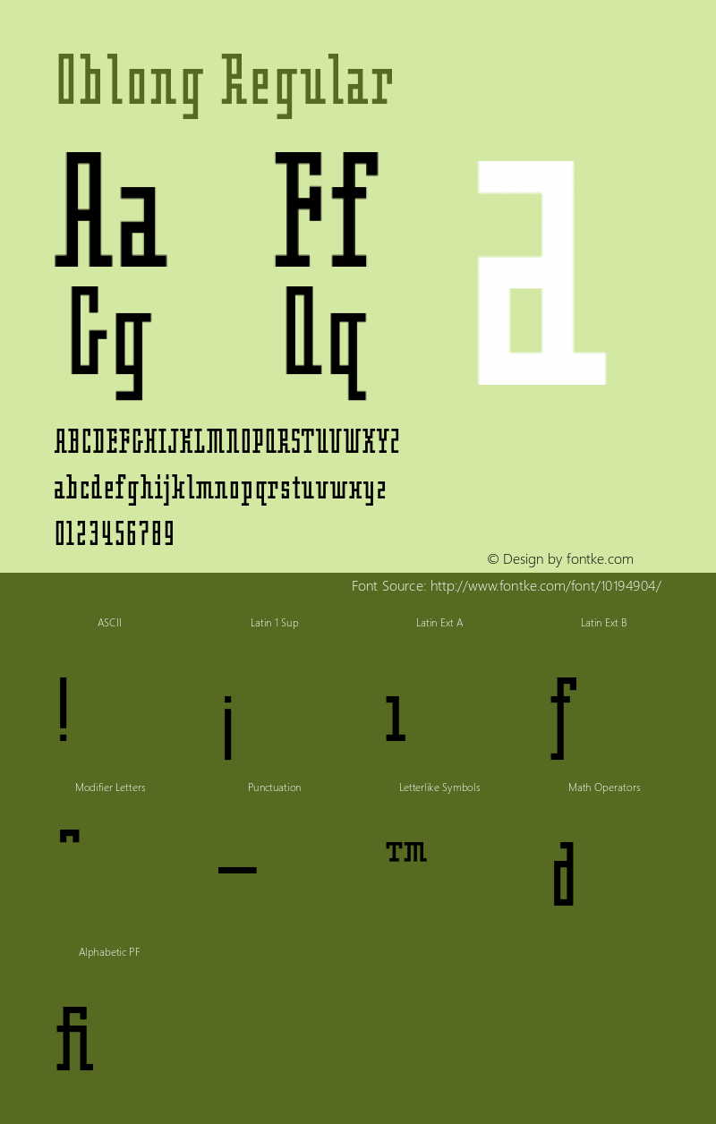 Oblong Regular 001.001 Font Sample