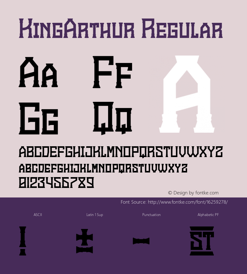 KingArthur Regular Version 1.000 Font Sample