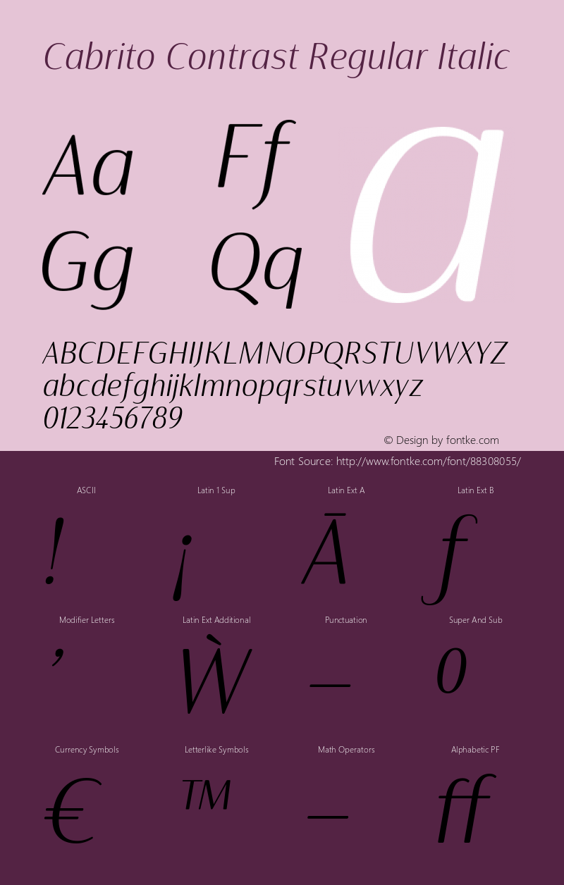 CabritoContrast-RegularItalic Version 1.000 Font Sample