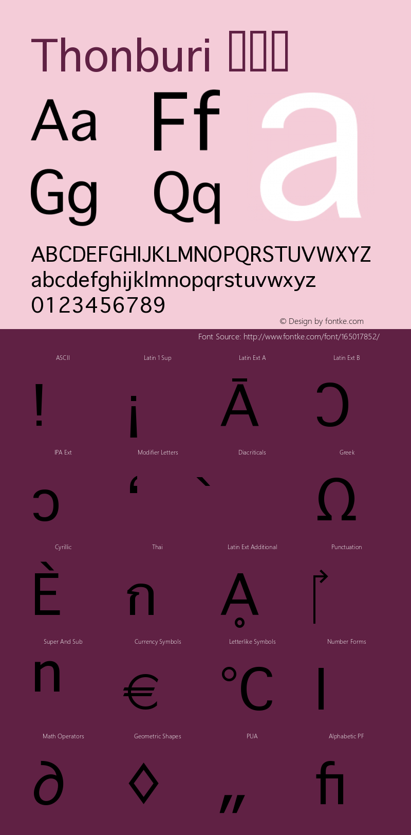 Thonburi 常规体  Font Sample