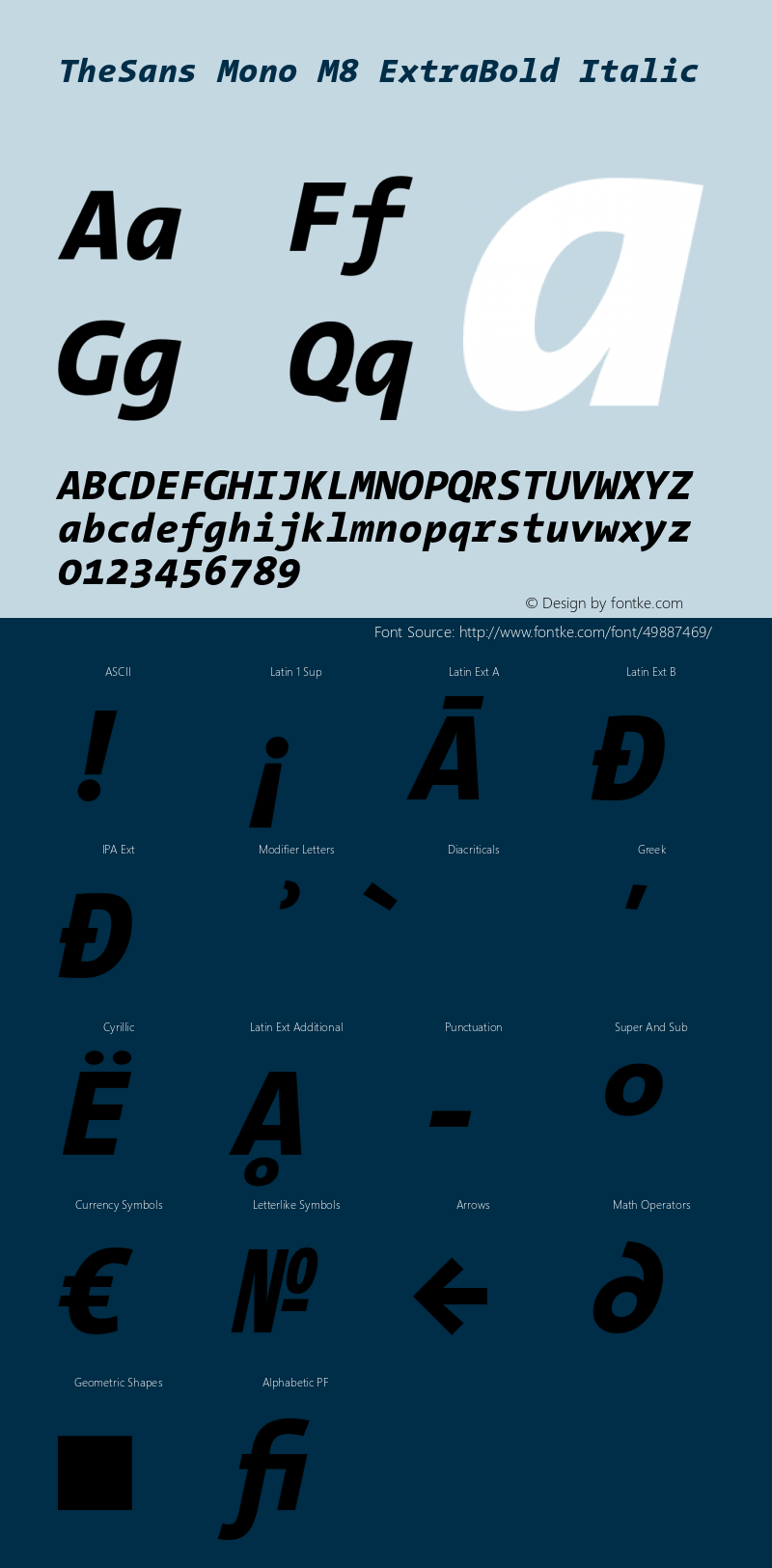 TheSansMono-M8ExtraBoldItalic 3.006 Font Sample