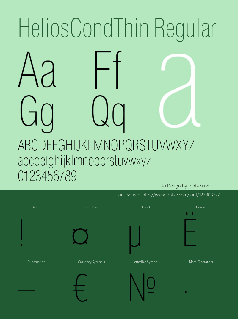 HeliosCondThin Regular OTF 1.0;PS 001.001;Core 116;AOCW 1.0 161 Font Sample