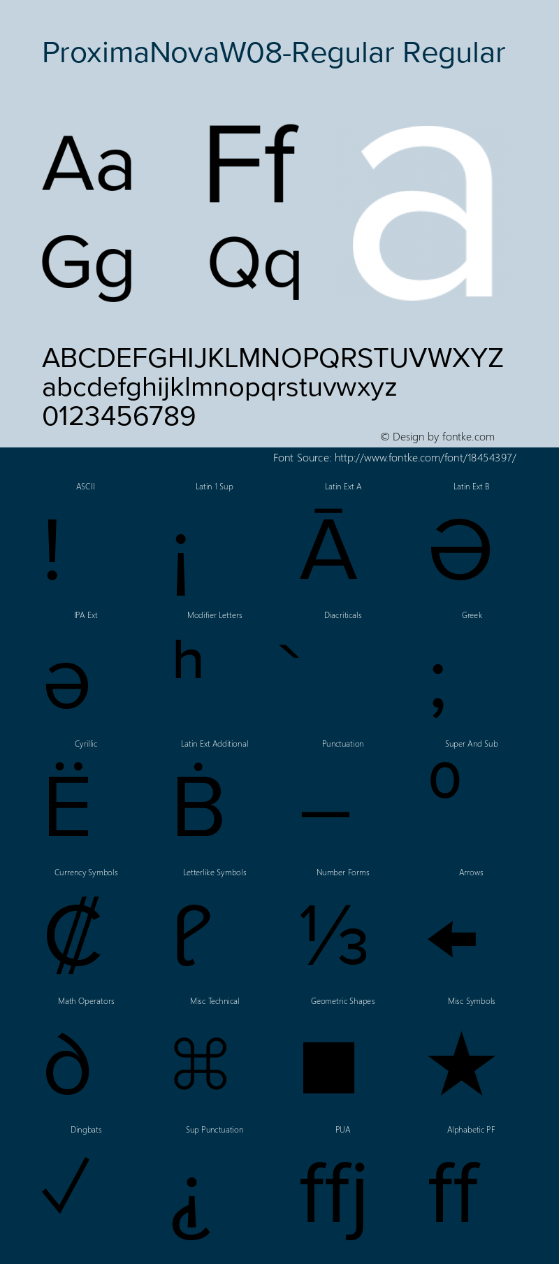 ProximaNovaW08-Regular Regular Version 3.50 Font Sample