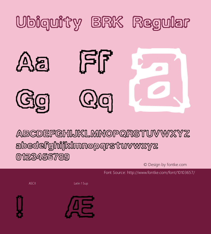 Ubiquity BRK Regular Version 3.22 Font Sample