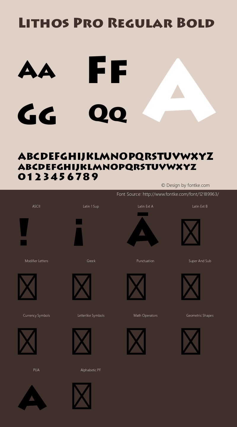 Lithos Pro Regular Bold OTF 1.017;PS 001.000;Core 1.0.27;makeotf.lib1.3.1 Font Sample