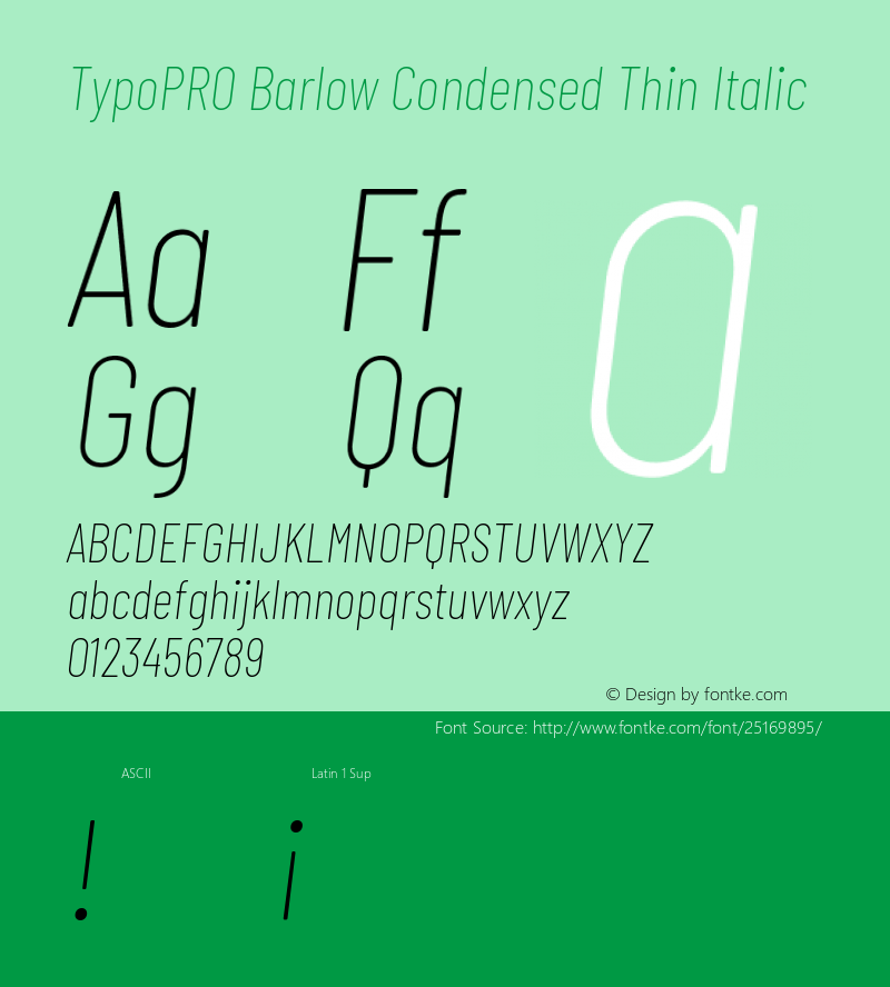 TypoPRO Barlow Condensed Thin Italic Version 1.301 Font Sample