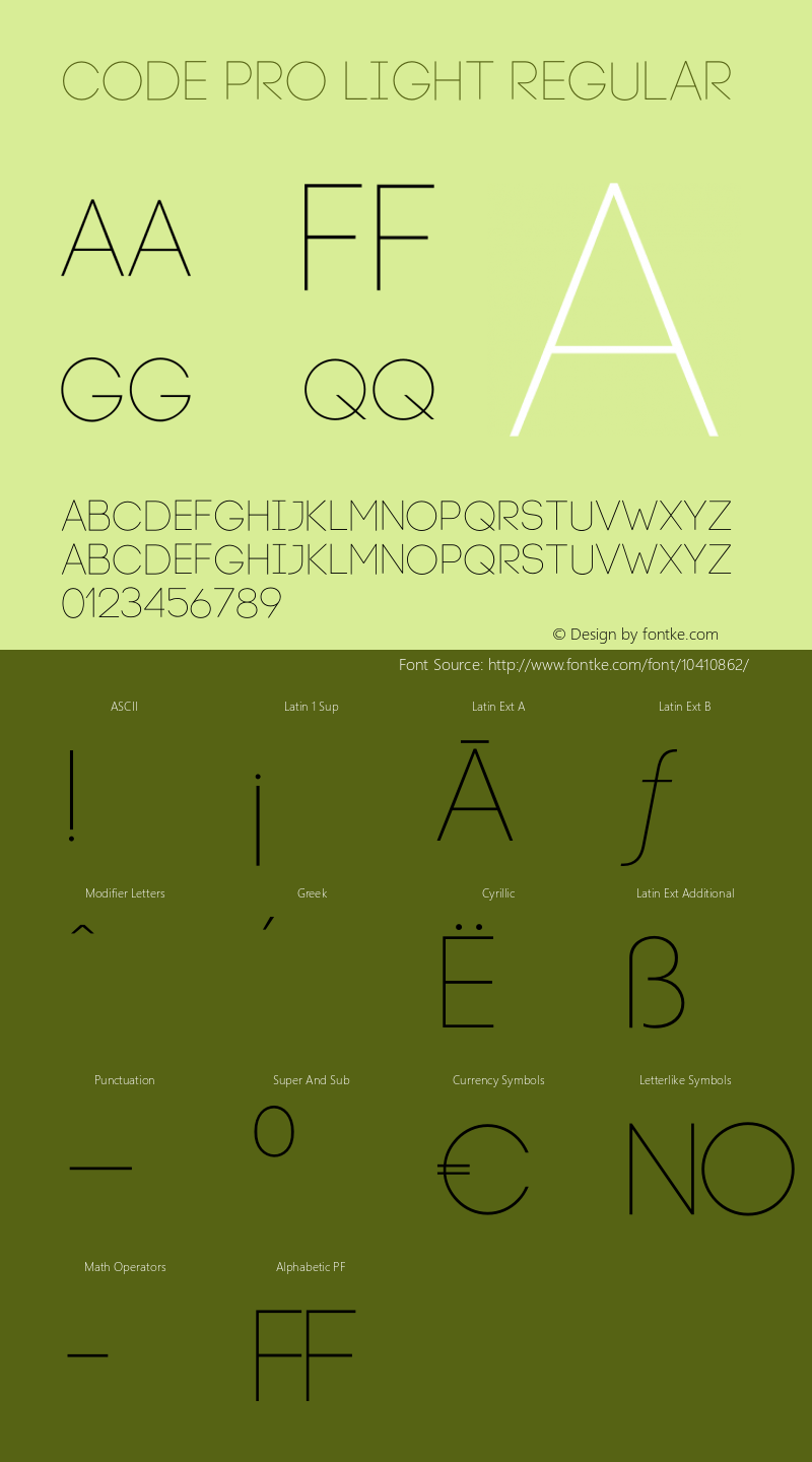 Code Pro Light Regular Version 1.003 Font Sample