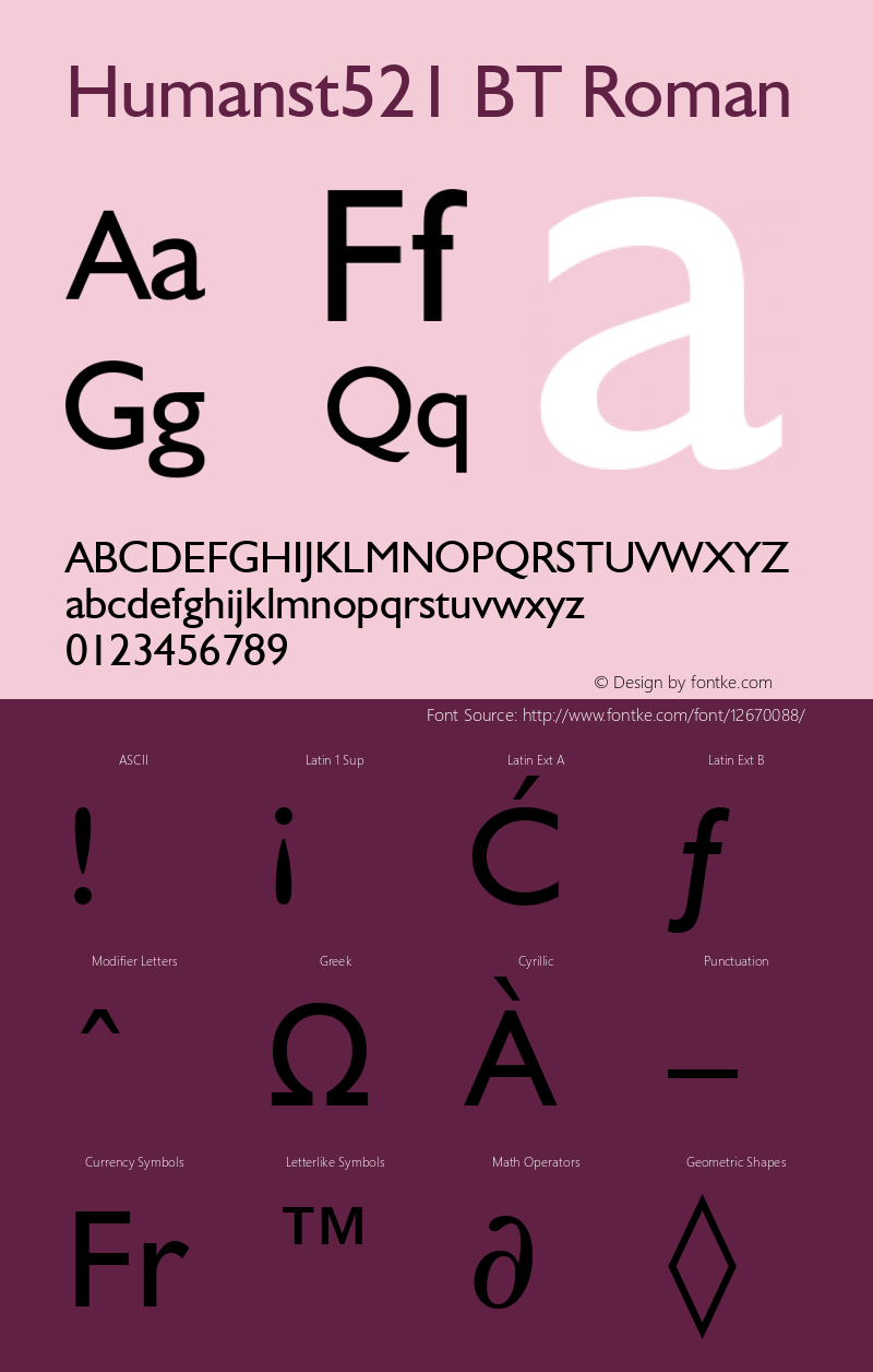 Humanst521 BT Roman mfgpctt-v1.52 Wednesday, January 13, 1993 4:39:12 pm (EST) Font Sample