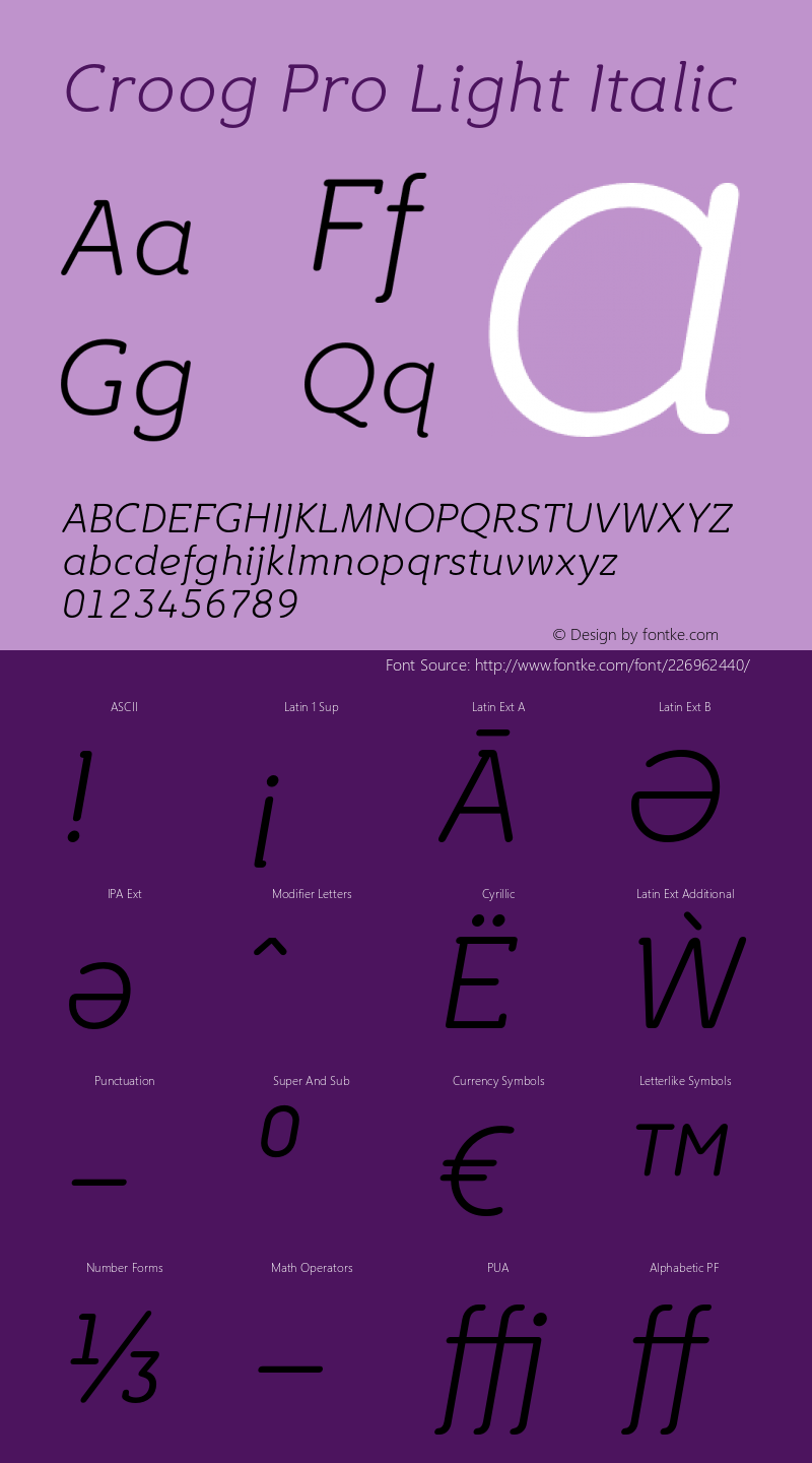CroogPro-LightItalic Version 2.000图片样张