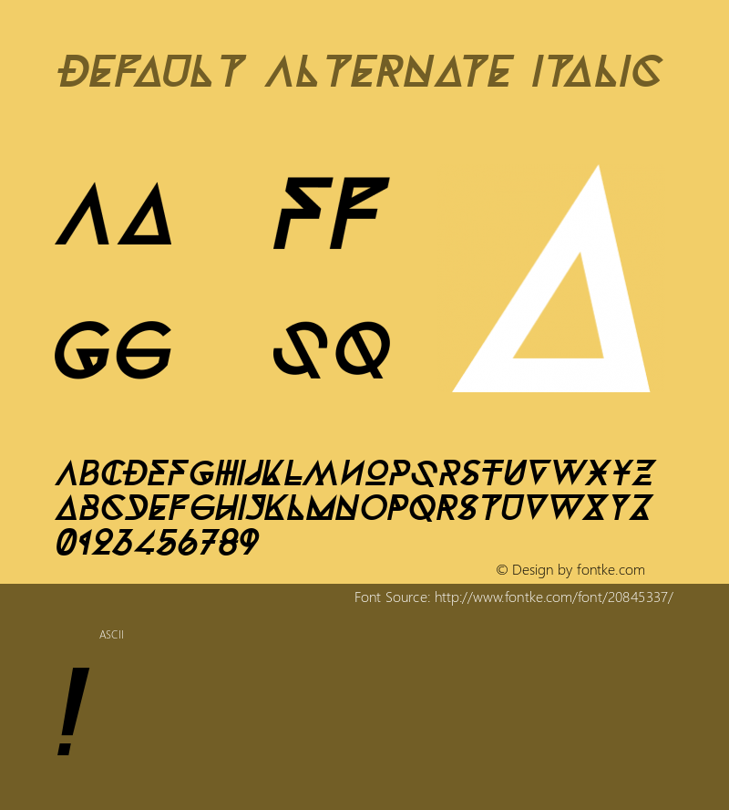 Default Alternate Italic Version 001.000 Font Sample