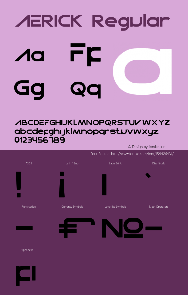 AERICK Version 1.00;April 28, 2021;FontCreator 13.0.0.2683 32-bit Font Sample