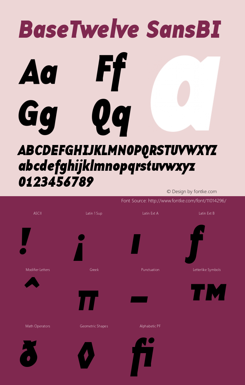 BaseTwelve SansBI Version 001.000 Font Sample