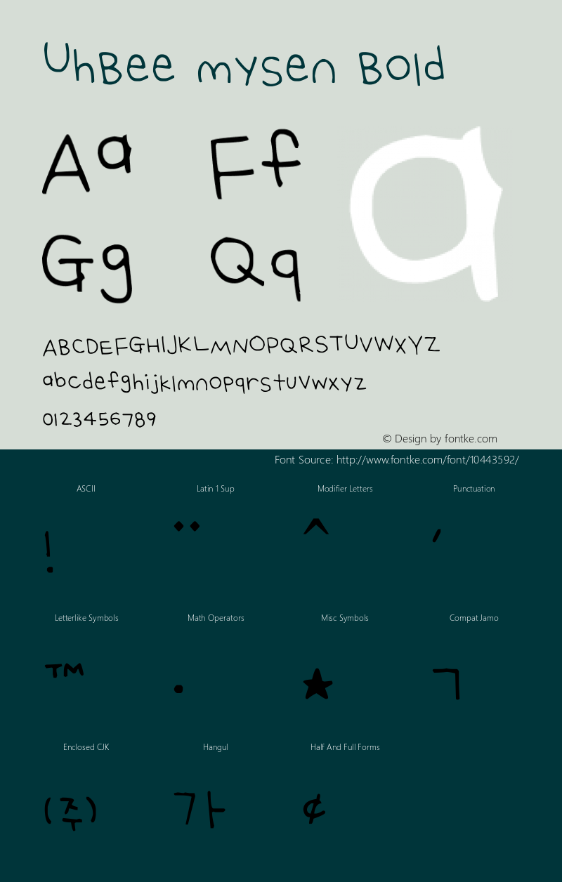 UhBee mysen Bold Version 1.00 February 20, 2012, initial release Font Sample