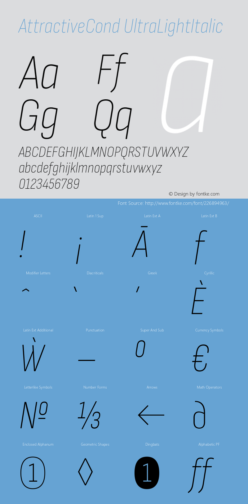 AttractiveCond UltraLightItalic Version 3.001图片样张