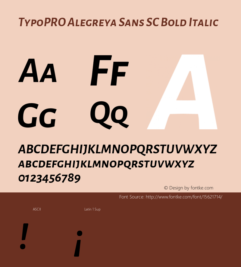 TypoPRO Alegreya Sans SC Bold Italic Version 1.000;PS 001.000;hotconv 1.0.70;makeotf.lib2.5.58329 DEVELOPMENT Font Sample