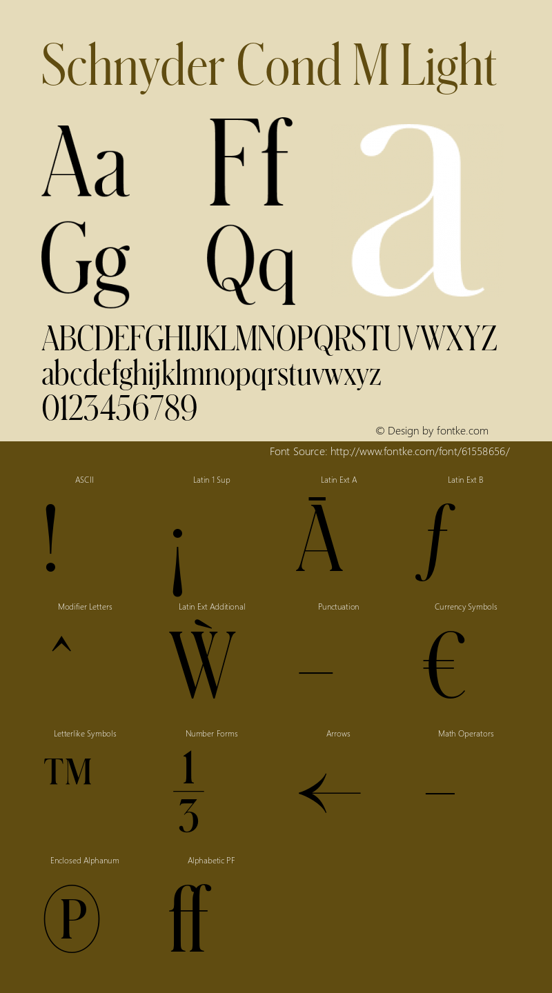 SchnyderCondM-Light Version 1.001 Font Sample