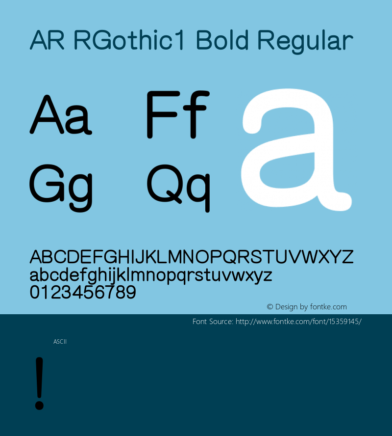 AR RGothic1 Bold Regular Version 2.10 Font Sample