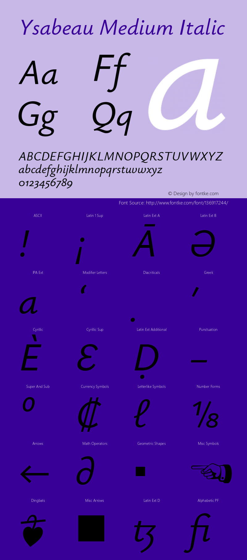 Ysabeau Medium Italic Version 0.017 Font Sample