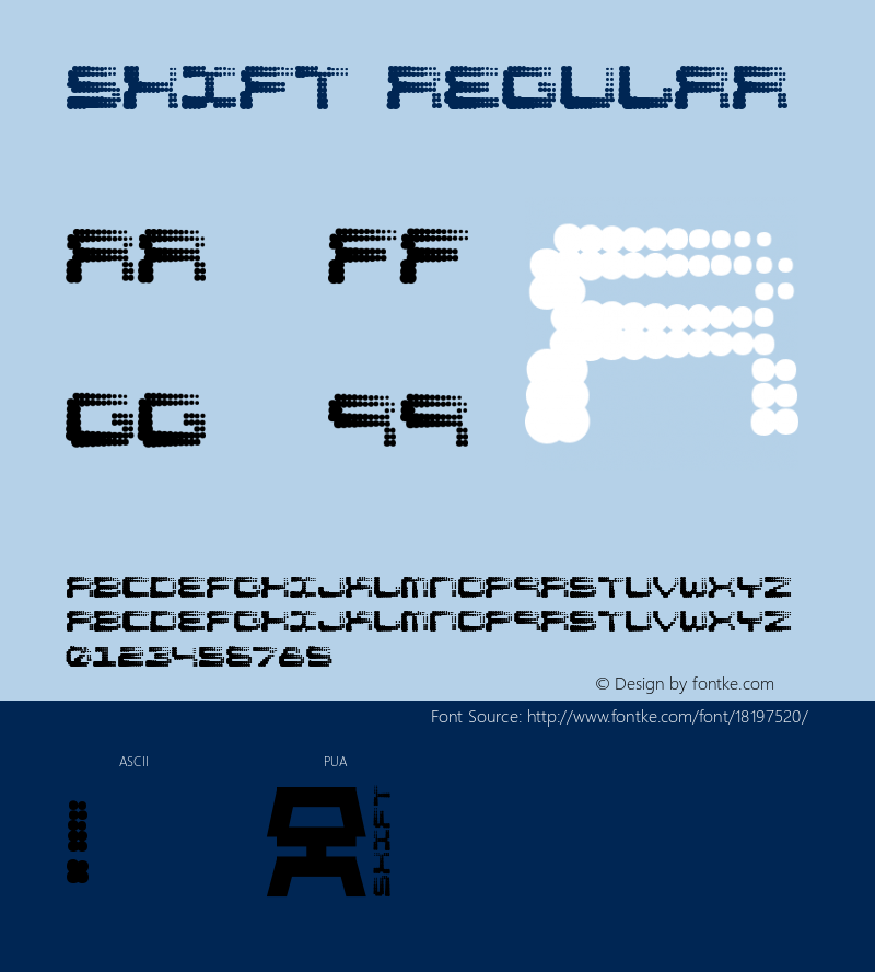 Shift Regular 1999; 1.1 Font Sample
