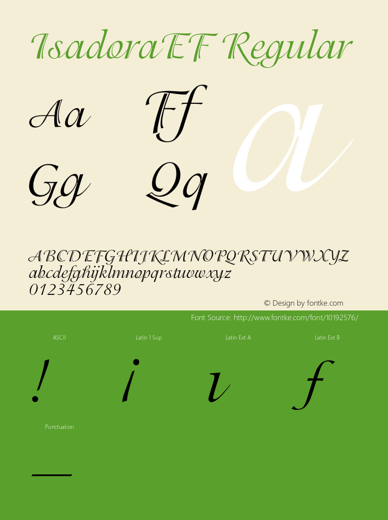 IsadoraEF Regular 001.000 Font Sample