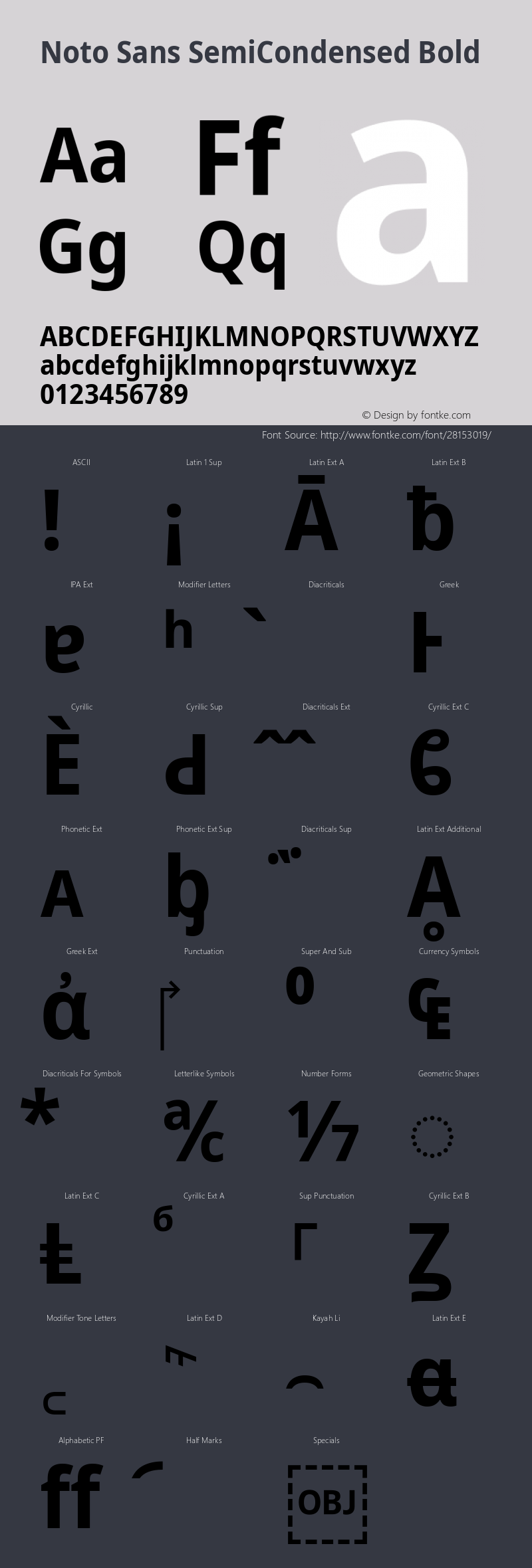 Noto Sans SemiCondensed Bold Version 2.001; ttfautohint (v1.8.2) Font Sample