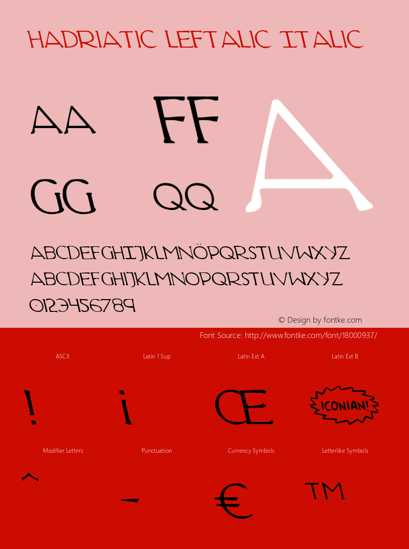 Hadriatic Leftalic Italic 001.000 Font Sample