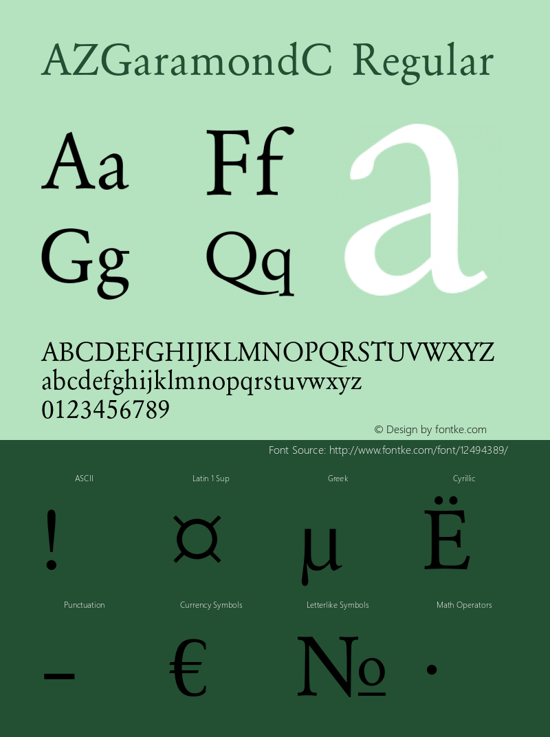 AZGaramondC Regular OTF 1.0;PS 001.010;Core 116;AOCW 1.0 161 Font Sample